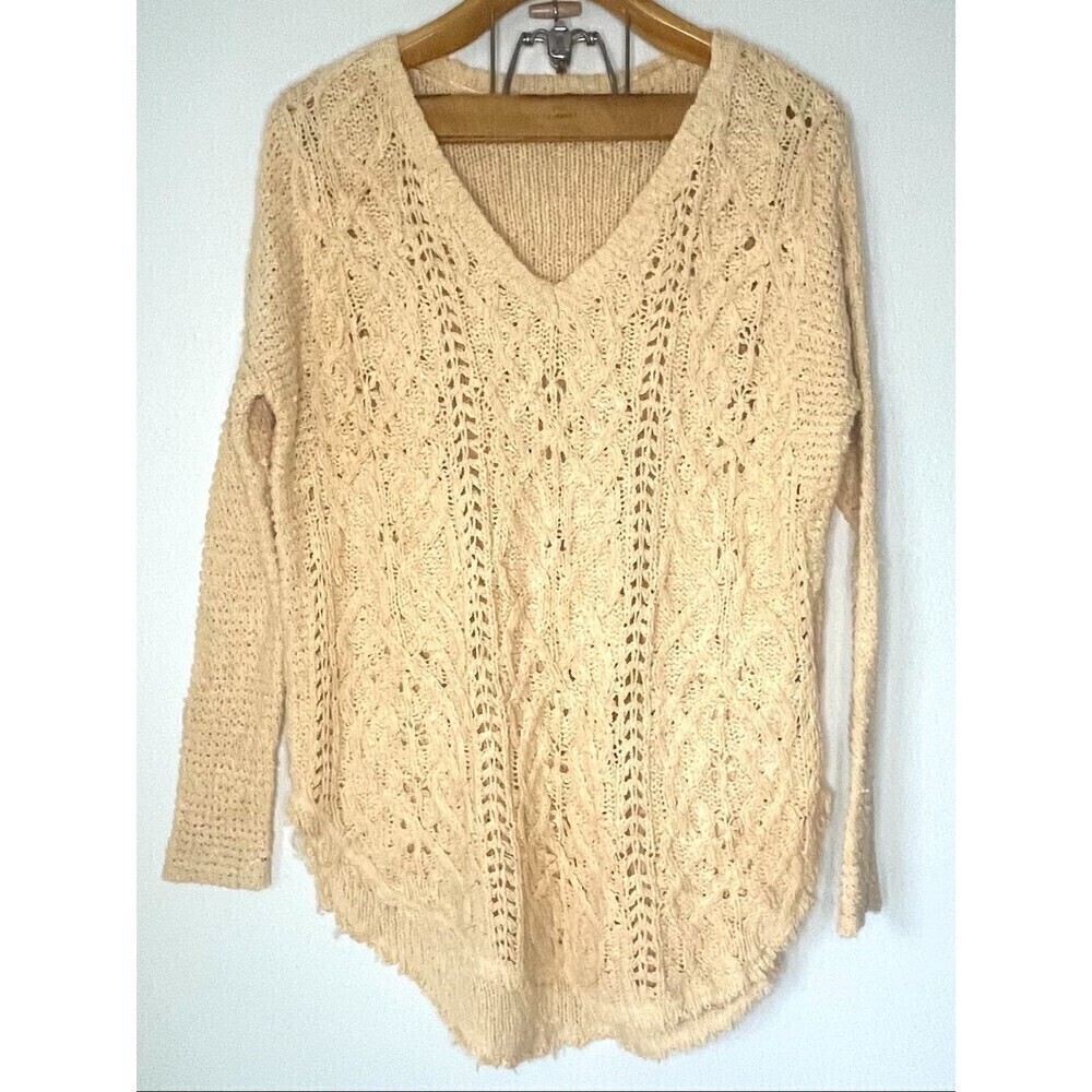 Free People Chunky Oversized V-Neck Sweater